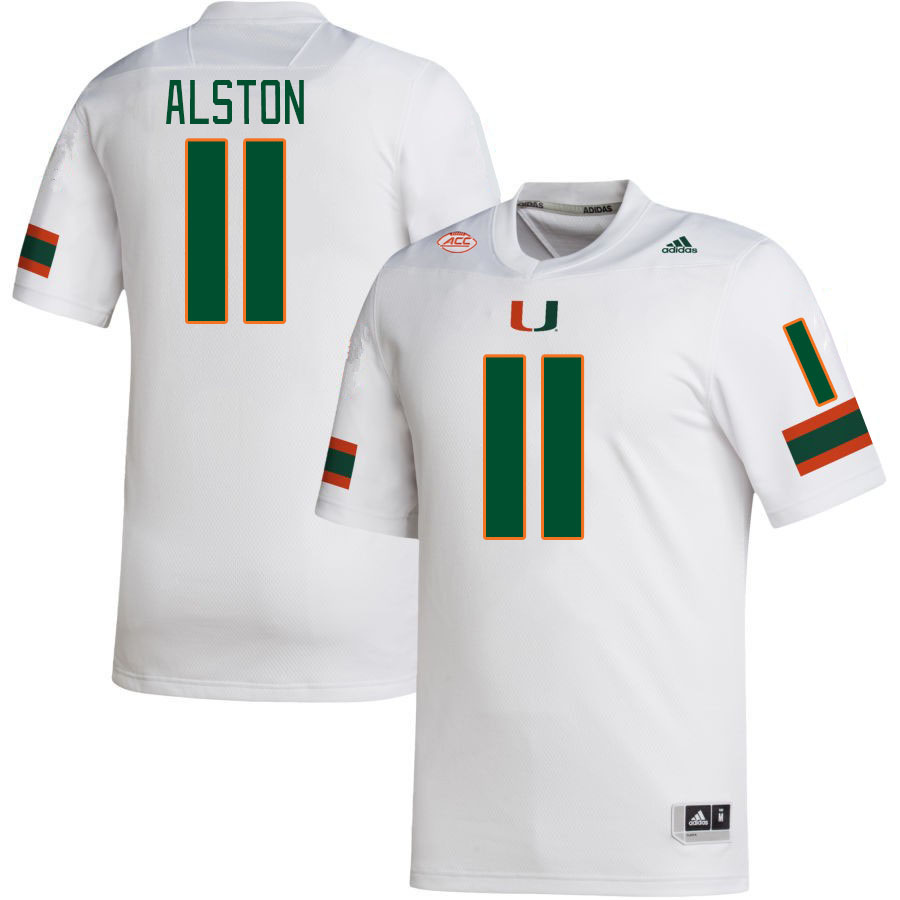 Men #11 Elijah Alston Miami Hurricanes College Football Jerseys Stitched-White